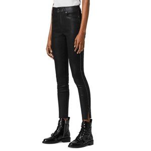 AllSaints Miller Black Studded Coated Skinny Jeans size 26